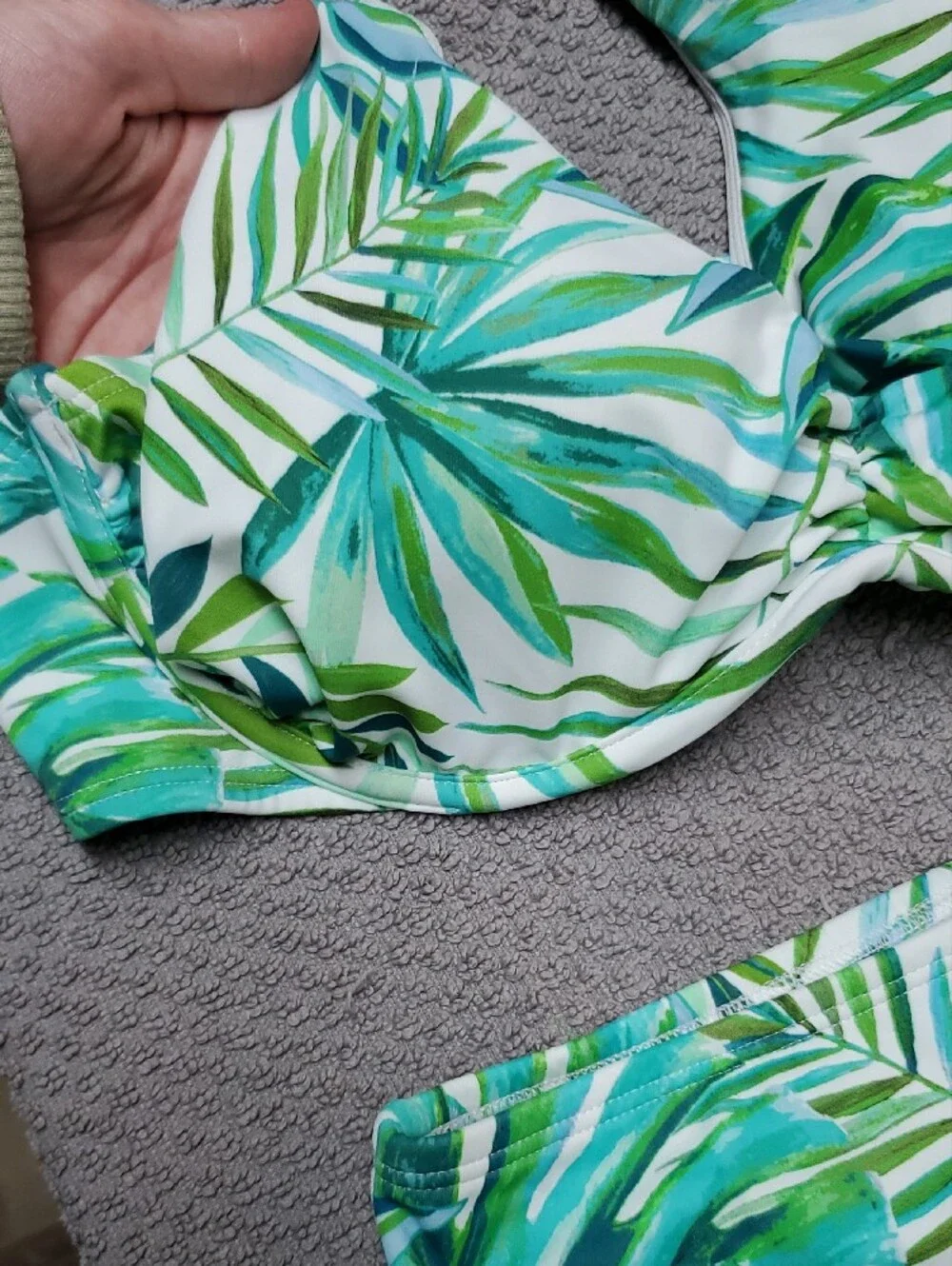 Shade & Shore Green White Tropical Leaf Underwire Bikini